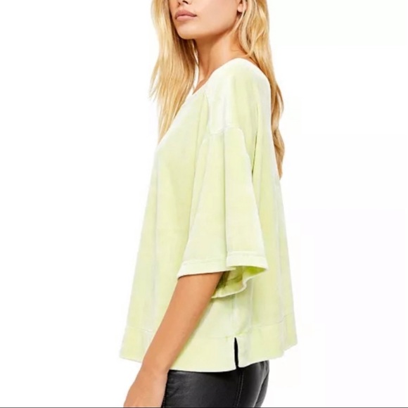 We The Free [FreePeople] Valerie lime velvet top - Picture 4 of 6